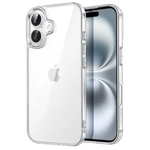 JETech Funda para iPhone 16, Anti-Amarillamiento, Transparente | Carcasa Protección Antigolpes, Parte Trasera PC Duro Antiarañazos, Bumper TPU Claro Duradero