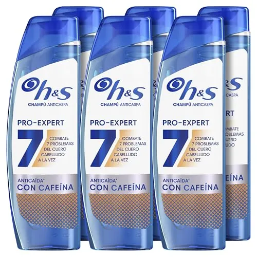 H&S Pro-Expert 7 Champú Anticaspa Anticaída con Cafeína 6x300ml