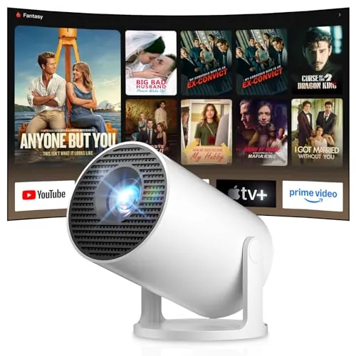 2026 Salange Mini Proyector, Support 4K 1080P Android 14, Portátil Projector con WiFi6 Bluetooth 5.4, Corrección Trapezoidal Automática, Proyector Compacto para Teléfono, Cine en casa y Exteriores