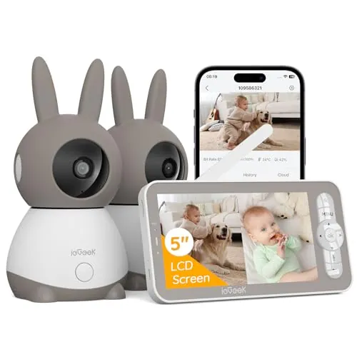ieGeek 3MP Cámaras Vigilancia Bebé con 2 Cámaras, 1 Pantalla 5"