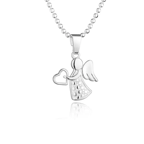 fish Encantador Collar De Niña Con Colgante De Ángel En Plata De Ley