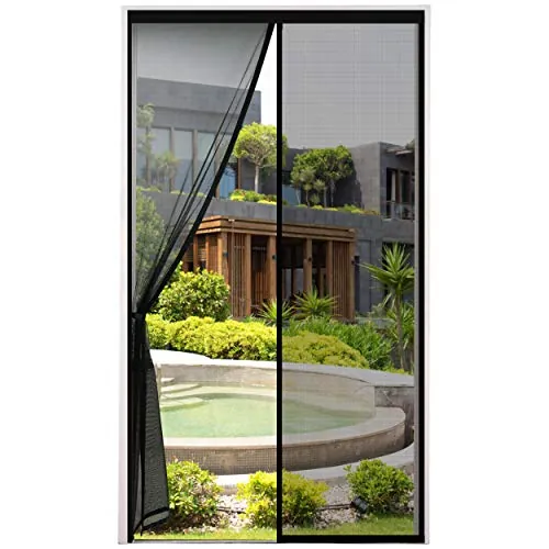 Mosquitera Puerta Magnetica Engrosadas, 65x200CM Cortina Mosquiteras Magnética para Puerta,Cortina Puerta Exterior de Balcón/Patio, Se Cierra Automáticamente, Fácil Instalación sin Taladrar (Negro)