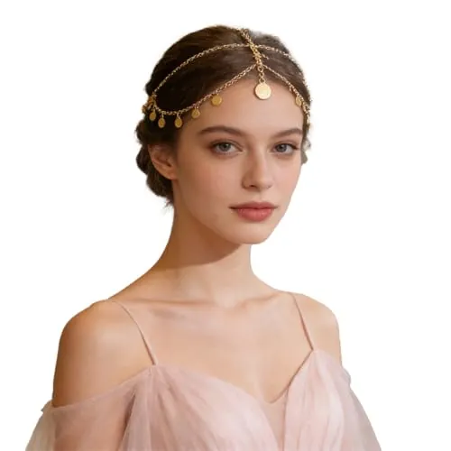 ARYIMYDP Diadema Bohemia Dorada con Colgantes Brillantes, Cadena Ajustable para Fiesta de Carnaval y Fotografía