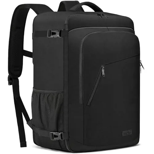 Mochila Viaje Cabina Avion 55x35x25 Equipaje de Mano 55x35x25 para Air Europa 48L Bolsa de Viaje Hombre Mujer Maletas de Viaje Cabina Mochila Portatil 18.4 Pulgadas con Puerto USB para Trabajo Negro