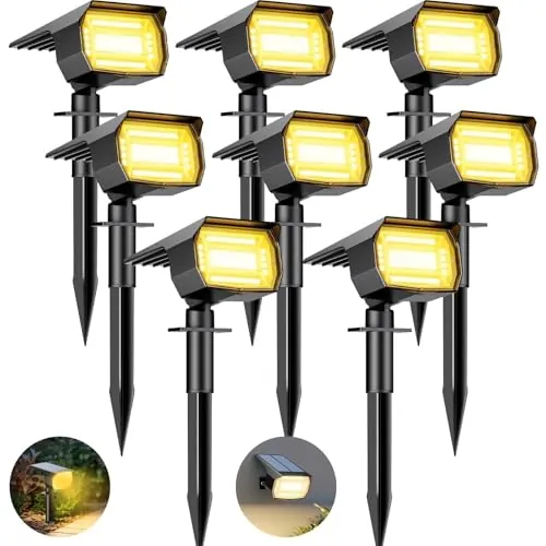 btfarm 8 Paquete Luces Solares LED Exterior Jardin, 72LED Focos Exterior