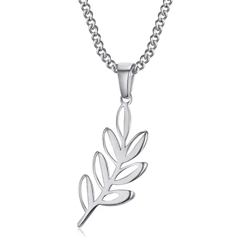 BOBIJOO JEWELRY - Colgante Collar Rama Acacia Titi Masonería Acero 316L Plata Cadena Amor de Dios