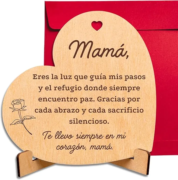 ART Corazón de Madera con Soporte Regalos para Madres - Regalo Madre - Regalos Originales para Madres - Regalo Mama