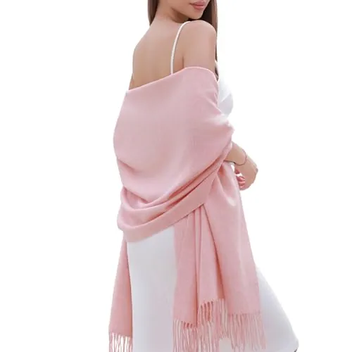 RIIQIICHY Bufandas para Mujer Invierno Chal Fiesta Estolas para Bodas Pasminas Grandes Rosa Pañuelos Fular Foulard
