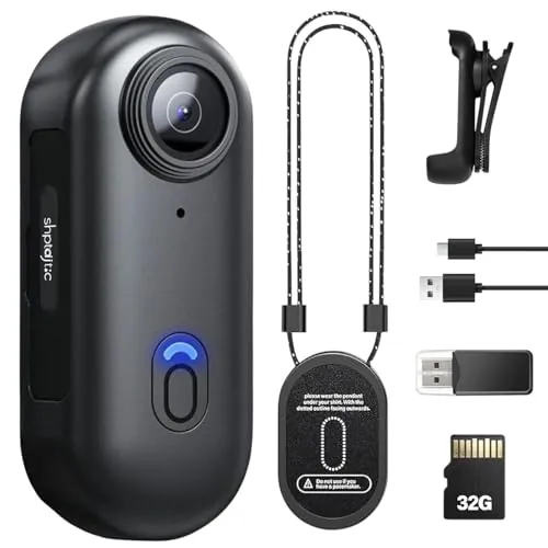 Cámaras corporales 1080P con grabación de audio y vídeo - cámara corporal 1080P impermeable, magnética y con clip de 360°, batería de 150 minutos para ciclismo, pasear con animales (1080-B-32G)