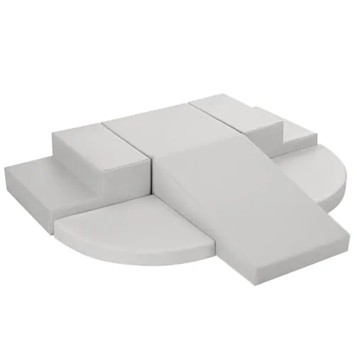 Wilwolfer Juego de 6 Bloques de Espuma para Niños: Cuero sintético Bloques Psicomotricidad Infantil - Set de Escalada Escalera Doble Suave Ligero para Interior Infantil para Escalar y Niños de 3+ Años