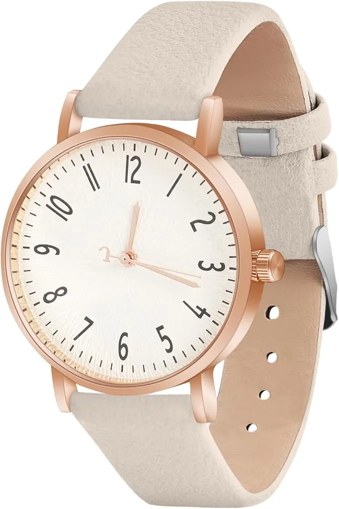 OFFCUP Reloj de Cuero para Mujer, Reloj de Analógico Cuarzo con Esfera Blanco, Reloj Mujer de 3 manecillas, Reloj de Pulsera Informal de Moda Premium para Mujeres Damas y Niñas