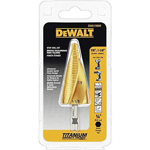 DEWALT Juego de brocas escalonadas, 7/8 pulgadas a 1-1/8 pulgadas (DWA1789IR)