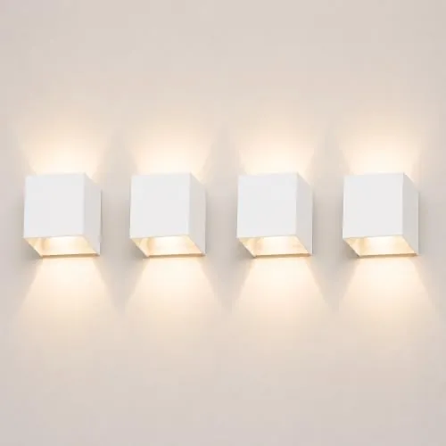 ledmo 4 Piezas Aplique Pared Exterior LED 12W 3000K IP65 Ángulo Ajustable