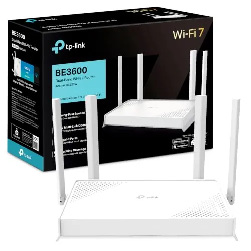 TP-Link Archer BE220W - Router WiFi 7, BE3600, Doble Banda, Puertos Gigabit