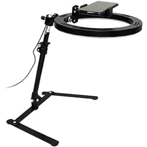 Anillo Luminoso de LED Regulable de 10 Pulgadas con Soporte y Soporte de teléfono, trípode Ajustable para Youtube Video, Photography, Selfie, Vlog, Live Streaming, Negro