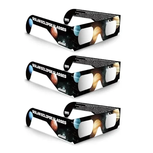 efekol Gafas Eclipse Solar Homologadas - Certificación CE y EN ISO 12312-2 para Observación Segura del Sol - Eclipse Total 12 de Agosto de 2026 (Total en España, Parcial en Europa) (3)