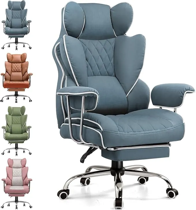 GTPLAYER Silla Gaming Ergonómica Silla de Gaming Reclinable Silla de Oficina con Reposapiés Silla Gamer Respaldo Regulable para Trabajo y Juego tejido tecnológico azul lago