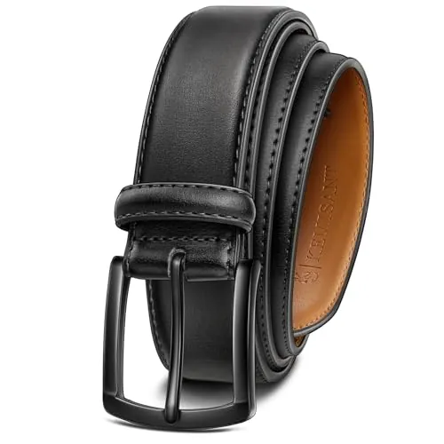 KEMISANT Cinturones Hombre, Cinturones Cuero Hombre Trabajo para Negocios y Eventos Formales,Ancho 35 mm(Negro,115cm/38-40" Cintura ajuste)