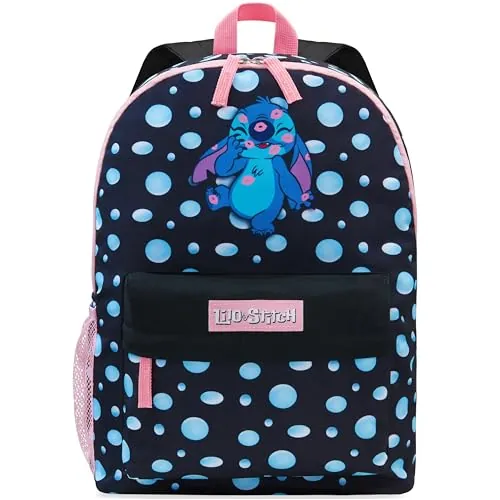 Disney Mochila Niña - Mochila Escolar Niña Infantil Escolar con Espalda Acolchada y Cintas Ajustables – Mochila Colegio con Bolsillo Frontal y Lateral (Negro)