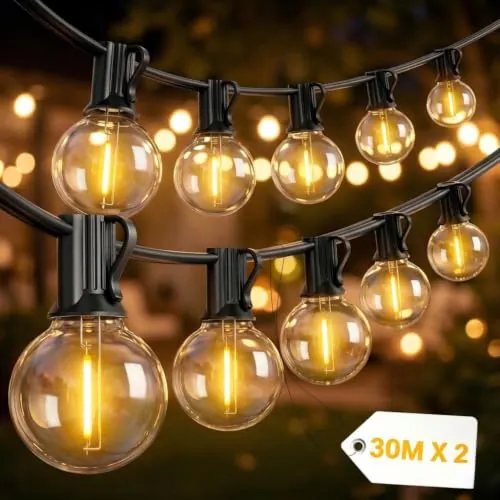 Yuucio Guirnalda Exterior 45M G40 IP44, 75+3 Bombillas Inastillables 2700K