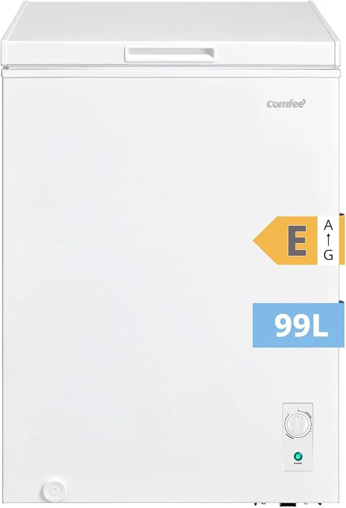 Comfee' RCC102WH2EU(E) Congelador Arcón Independiente 99L, Convertible a Congelador/Refrigerador, Inverter, Clasificación de 4 Estrellas, Apto para Garajes, Blanco