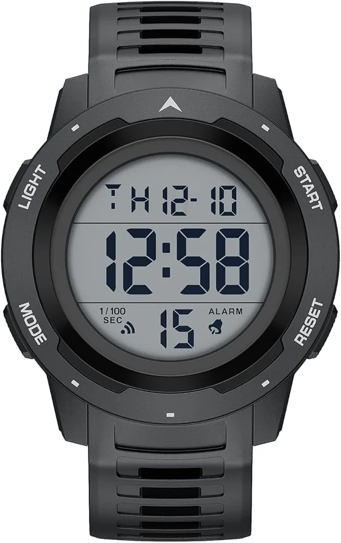 GOLDEN HOUR - Relojes deportivos digitales impermeables para hombre, pantalla ancha, fácil de leer, estilo militar con correa de goma