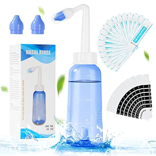 URAQT Lavado Nasal Botella Set,300ml Limpiador de Nariz con 2 Boquillas