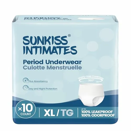 SUNKISS INTIMATES Bragas Menstruales Desechables Mujer XL, Blanco, 10 Uds