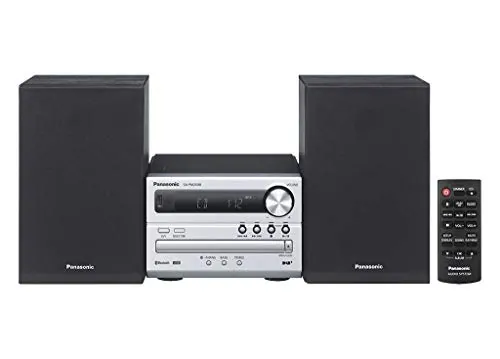Panasonic SC-PM250EC-S Sistema Estéreo Compacto de Alta Fidelidad con Reproductor de CD, Radio FM, USB y Bluetooth, Parlantes de 20 W, Graves Intensos y Sonido Claro, Plateado