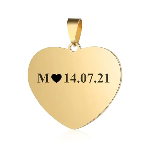 Collar mujer personalizado corazón dorado | Collar grabado | Collar mujer | Collar corazón | Collar personalizado mujer (Grabado Laser)