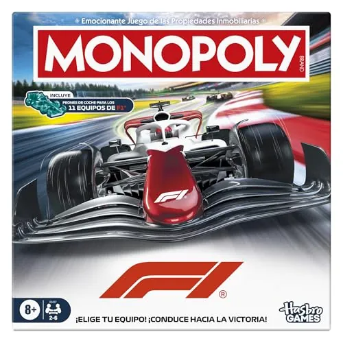Juego de Mesa Monopoly edición F1 | Juego Formula 1 Oficial | Juegos Familiares para niños, Adolescentes y Adultos | De 2 a 6 Jugadores | 45 Minutos | Edad: 8+ - Versión en español
