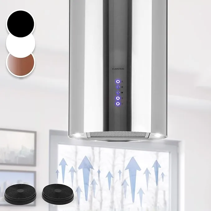Campana Extractora de Isla Klarstein – 650 m³/h, Temporizador, 3 Modos, Filtros de Carbón Activo, Altura Regulable, para Cocina con Isla
