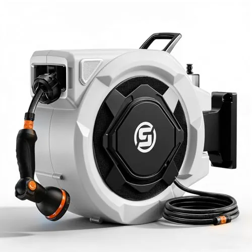 SUNPOW Enrollador Manguera Jardin de 30Mx13MM,Retracción Automática