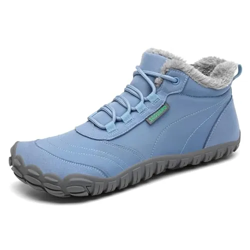 SAGUARO Botas Mujer Invierno Botines Hombre Cálido Botas para Nieve Botines Outdoor Barefoot Zapatos Invierno Zapatillas Minimalistas Azul Claro,EU Gr.41