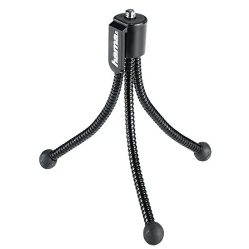 Hama | Trípode para cámara Compacto para Fotos estables (tripode móvil para Camara, portátil y pequeño, Patas Flexibles Ajustables, Rosca Universal 1/4, tripode Mesa Compacto) Negro