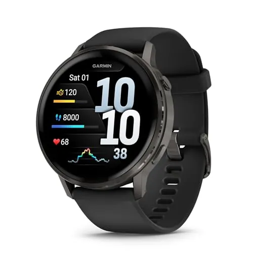 Garmin Venu 4, 45 mm, Smartwatch Premium con GPS, Pantalla táctil AMOLED, Diseño de Acero Inoxidable, Linterna LED, Funciones avanzadas de Salud y Forma física, 14 días de autonomía, Negro