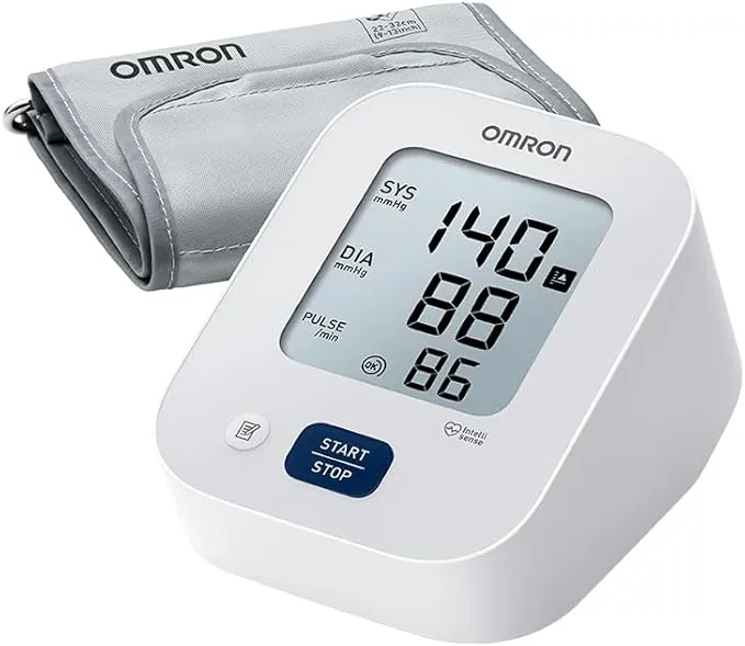 OMRON X2 Essential - Tensiómetro de brazo automático - Con indicador de hipertensión y detección de latido irregular - Memoria de hasta 30 lecturas - Validado clínicamente - Garantía 5 años - 22-32 cm