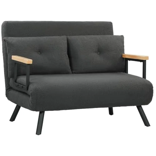 HOMCOM Sofá Cama de 2 Plazas 4 en 1 de Borreguito 102x73x81 cm Gris Oscuro