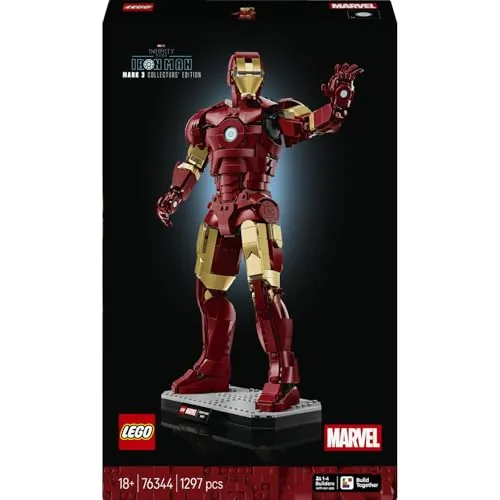 LEGO Marvel Iron Man Mark 3: Edición para Coleccionistas 76344 | Set para adultos, minifigura de superhéroe y reactor ARC, regalo para fans de los Vengadores, 1297 piezas