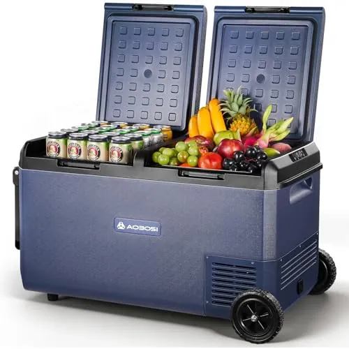 AAOBOSI Nevera Portatil 75L,Impermeable IPX4, Ruedas y Asa, -20°C a 20°C