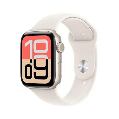 Apple Watch SE 3 GPS+Cellular caja de aluminio blanco estrella de 44 mm y correa deportiva blanco estrella-Talla M/L.Monitores de entreno y sueño,monitor de frecuencia cardiaca,pantalla siempre activa