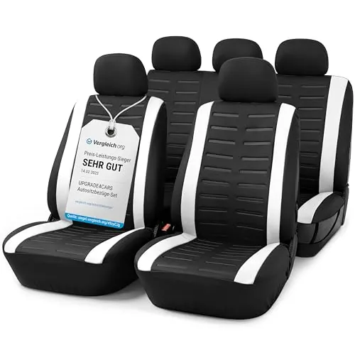 Upgrade4cars Fundas Asientos Set Universal Versión 2026 Accesorios Coche | Apto para la mayoría de coches | Lavable a 30 grados | fácil de cuidar & adaptable | Verano & Invierno