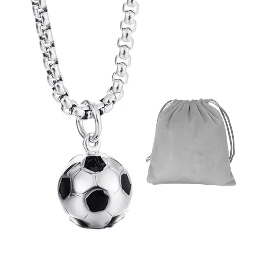 NyxSeat 1 colgante con 1 bolsa de almacenamiento, collar de bolas, souvenirs deportivos y de fútbol, accesorios creativos de bola de metal para trajes, llaves, colgantes, unisex, color plateado, Oro