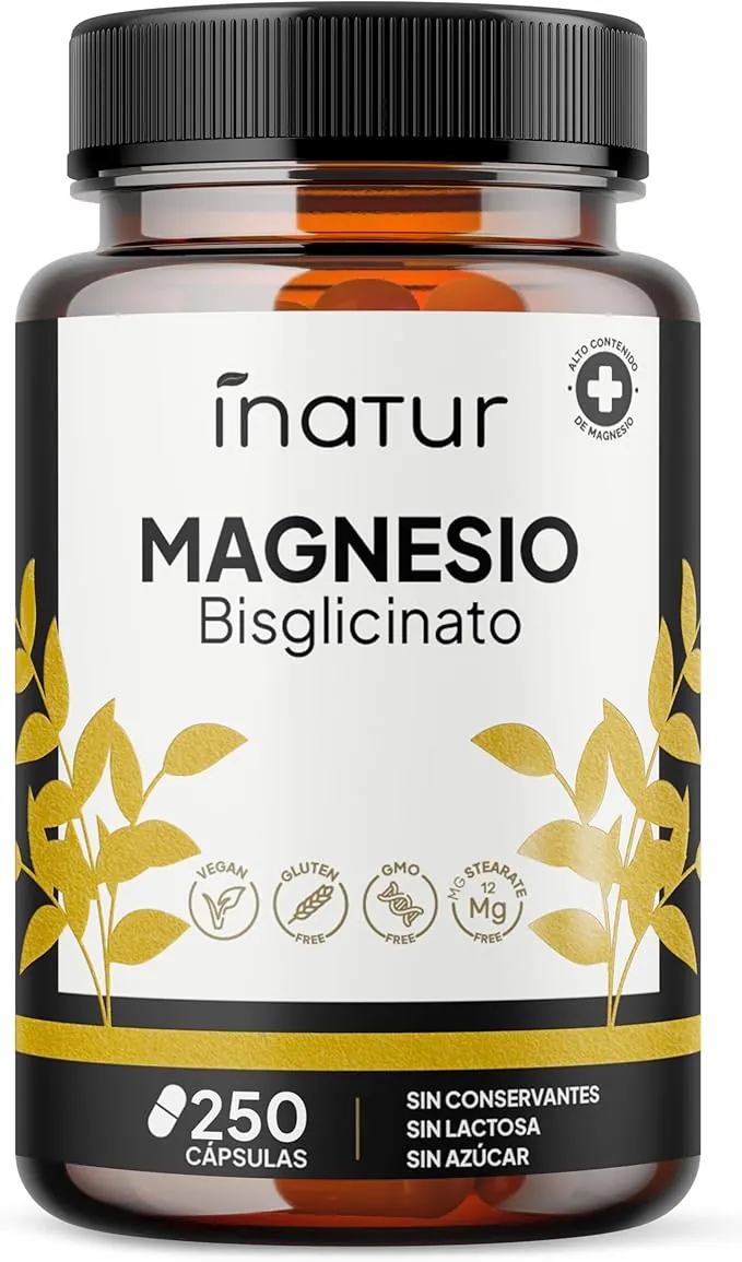 Bisglicinato de Magnesio – 360 mg de Magnesio Elemental por Dosis Diaria (250 Cápsulas) – Suministro para 4 Meses – Magnesio Quelado de Alta Absorción – Vegano, Sin Gluten y Suave para el Estómago