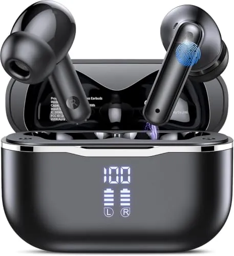 Auriculares Bluetooth con Reducción de Ruido adaptativa en Tiempo Real, 60H | 50dB ANC Bluetooth 6.0 Auriculares con Audio Espacial, Conexión Multipunto, 28 EQ Presets, IPX7 Impermeable, Negro