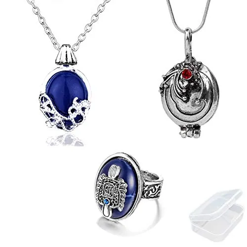 PPX Daywalking Katherine Necklace Colgante Charm Necklace-Royal Blue y Vampire Diaries Daylight Walking Signet Anillo de Damon para los fanáticos, con caja transparente