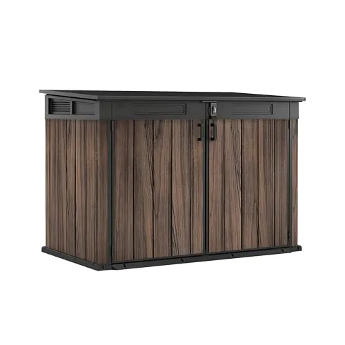 Keter Rosewood - Cobertizo horizontal de jardín Exterior, Capacidad 2020L, Color Marrón, Efecto madera, 190,3 x 109,3 x 132,5 cm