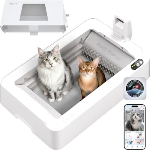 PETKIT PUROBOT Crystal Duo Arenero Gatos Autolimpiable, Cámara AI, Arenero Autolimpiable para Gatos, Limpieza Bidireccional, Bandeja Reemplazable, Seguimiento Sanitario, Eliminación de Olores
