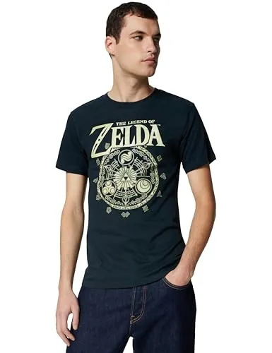 Nintendo Legend of Zelda Symbolic Circle Camiseta, Azul Marino, S para Hombre