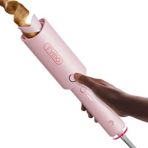 TYMO CURLPRO Rizador de Pelo Automático - Portátil Moldeador Tenacilla de Pelo Automatico de 32 mm, 160-210℃, Rizos Grandes Fácilmente, Plancha Pinzas Rizadora Cerámica, Antiquemaduras, Rosa